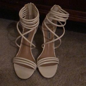 White Steve Madden Strappy Heels.